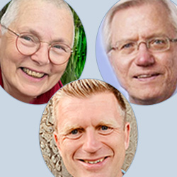 Vorstand der Deutschen Buddhistischen Union: Jinpa Konchiok Chodroen (Vorsitzende), Claus Herboth (Schatzmeister) und Dirk Schwindling (stellvertretender Vorsitzender)