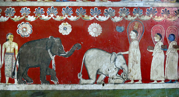 Buddha besänftigt den Elefanten Nalagiri